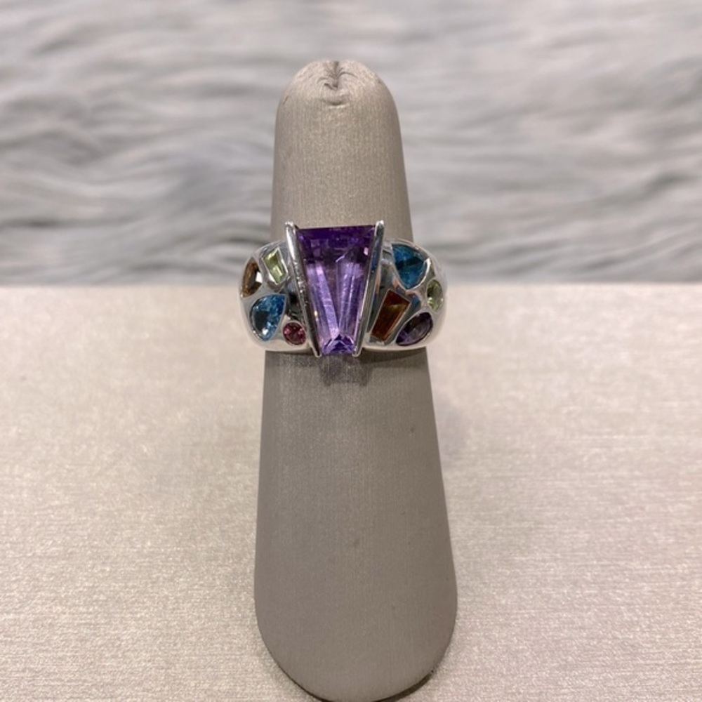 Sterling Silver Multi-gemstones Ring